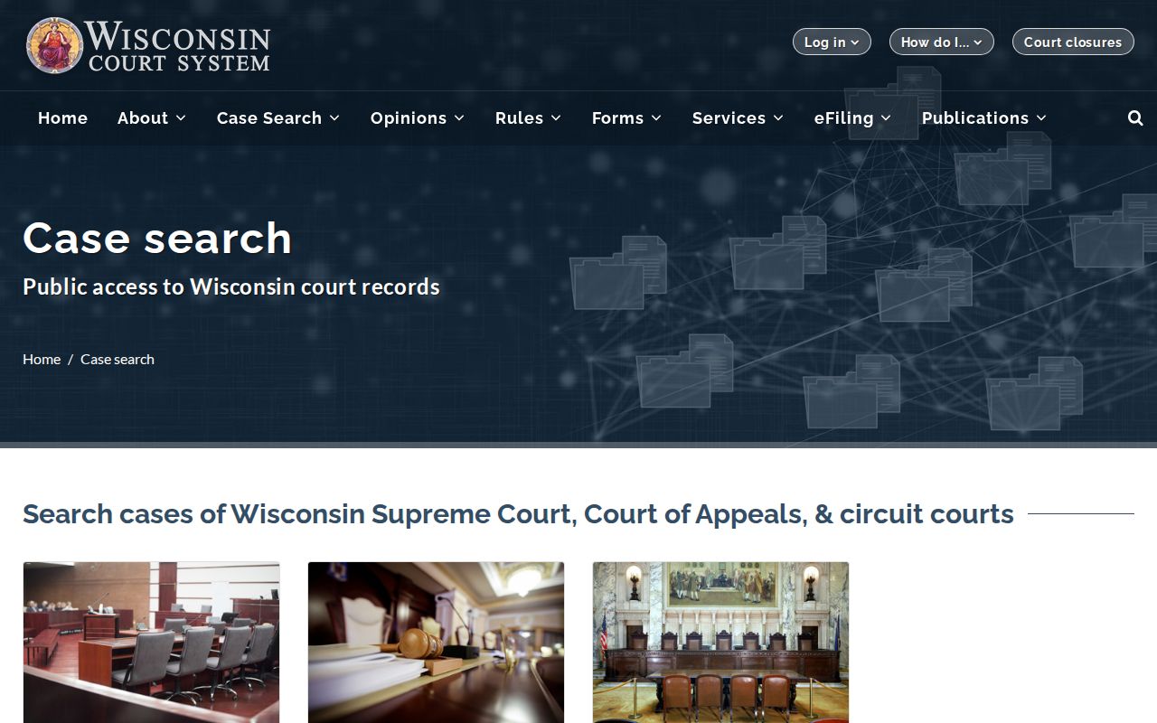 Green County docket search official Wisconsin case-search landing page
