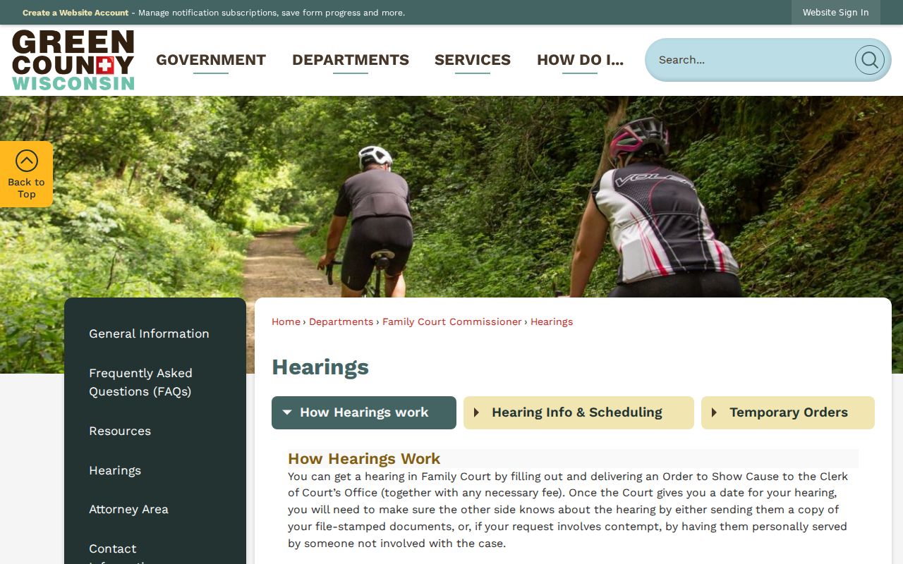 Green County family hearing contact route